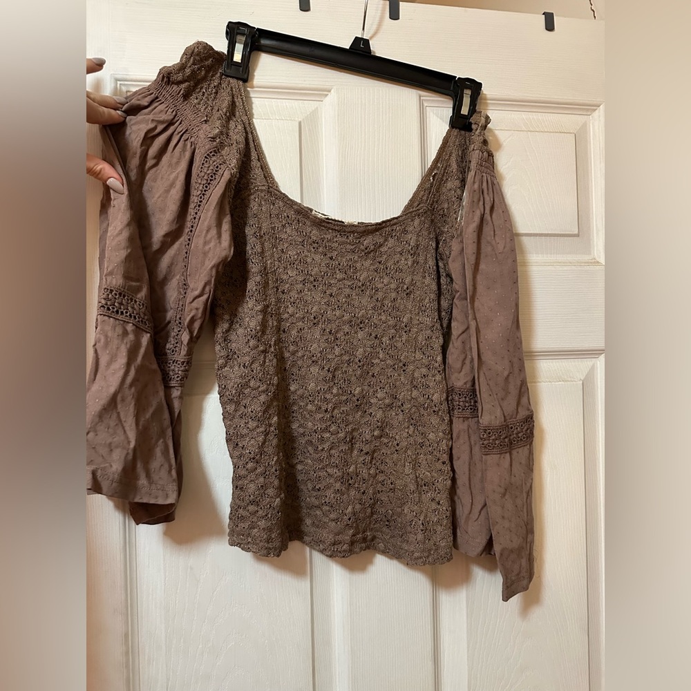 Lace see throw bell sleeve top never worn from buckle
